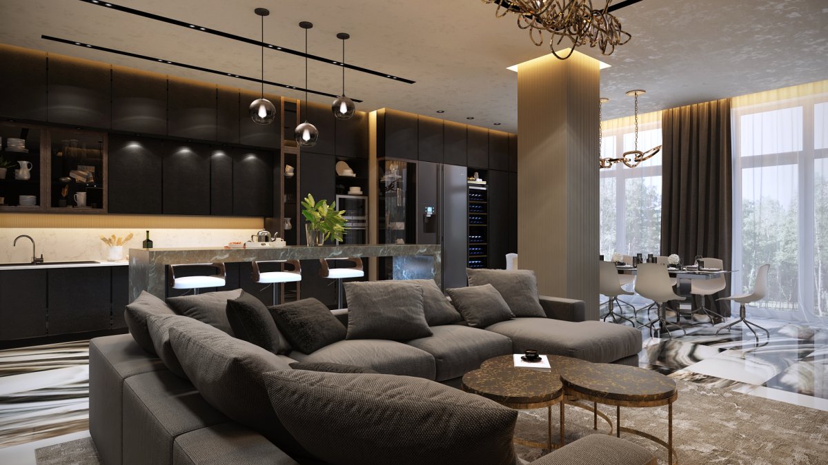 Современный интерьер таунхауса