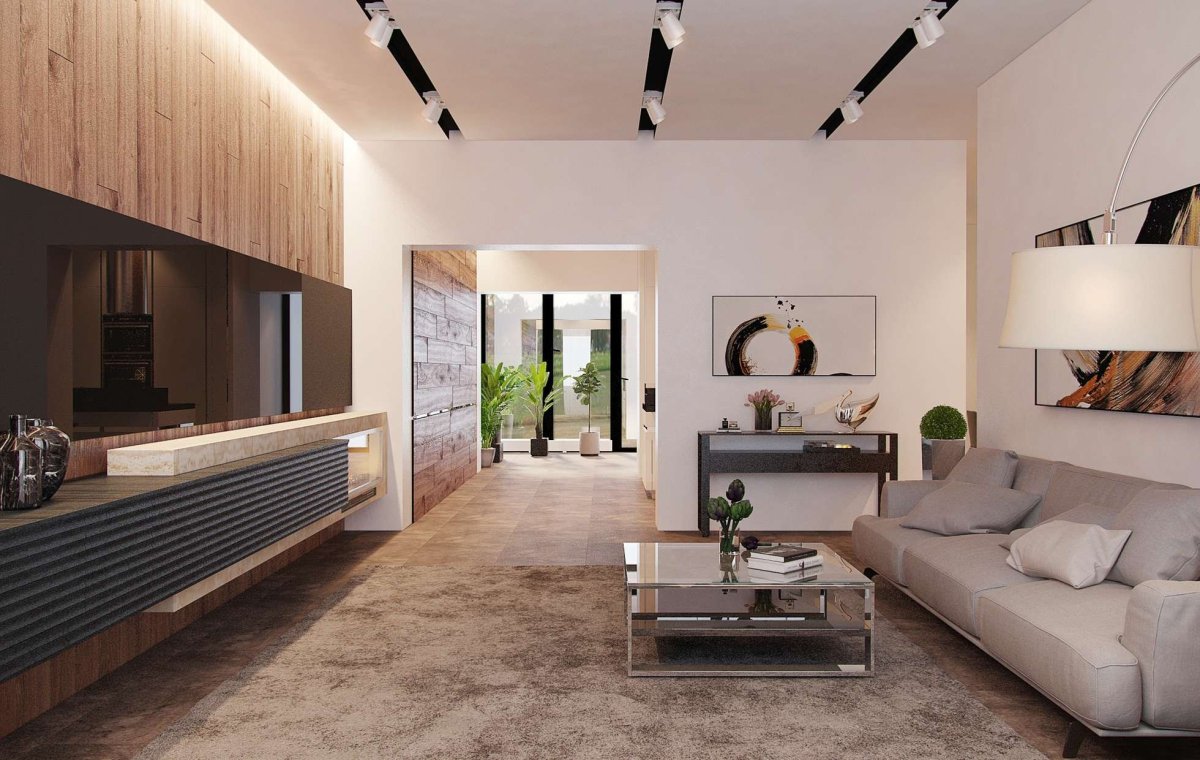 Интерьер таунхауса с подсветкой