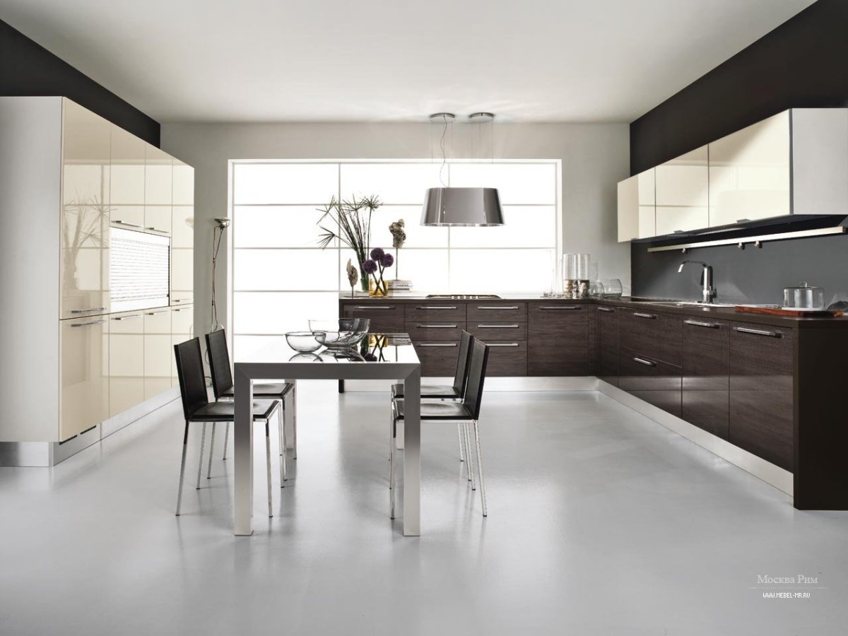 Кухни в бело коричневом цвете