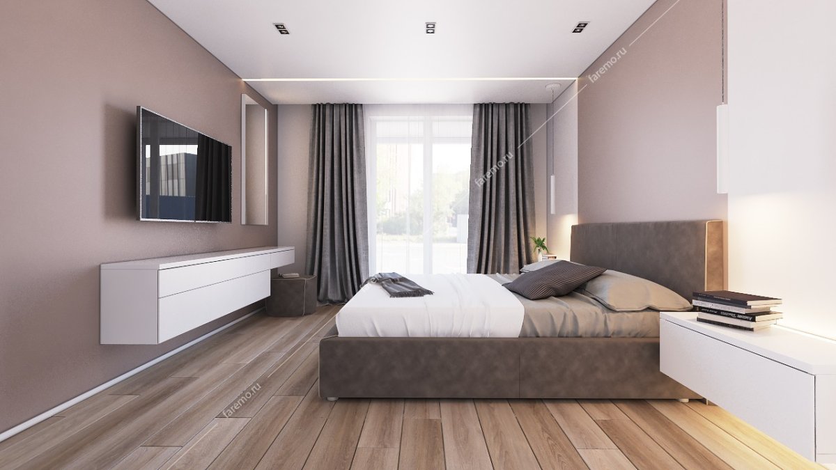 Спальня в бежевых тонах Минимализм