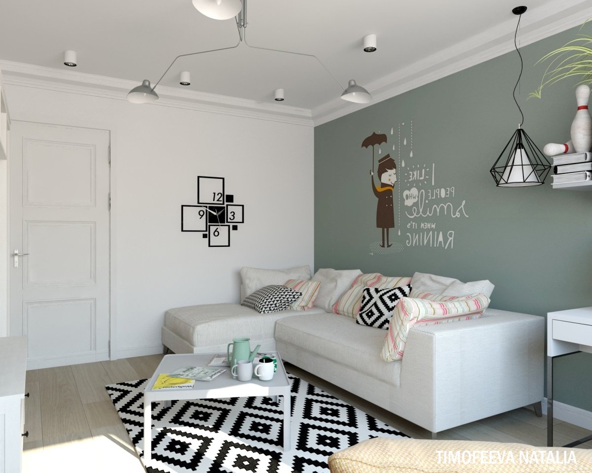 Акцентная стена в скандинавском интерьере