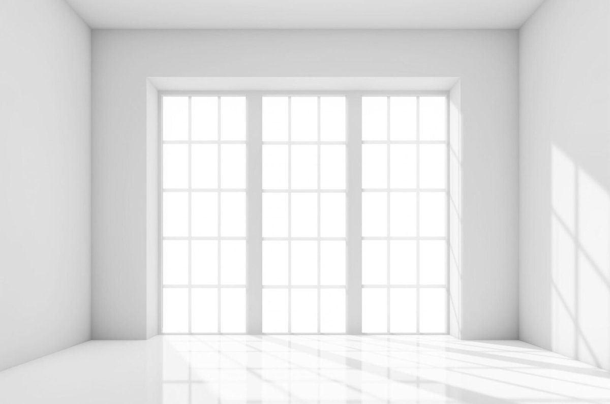 Белая кровать на фоне белой стены