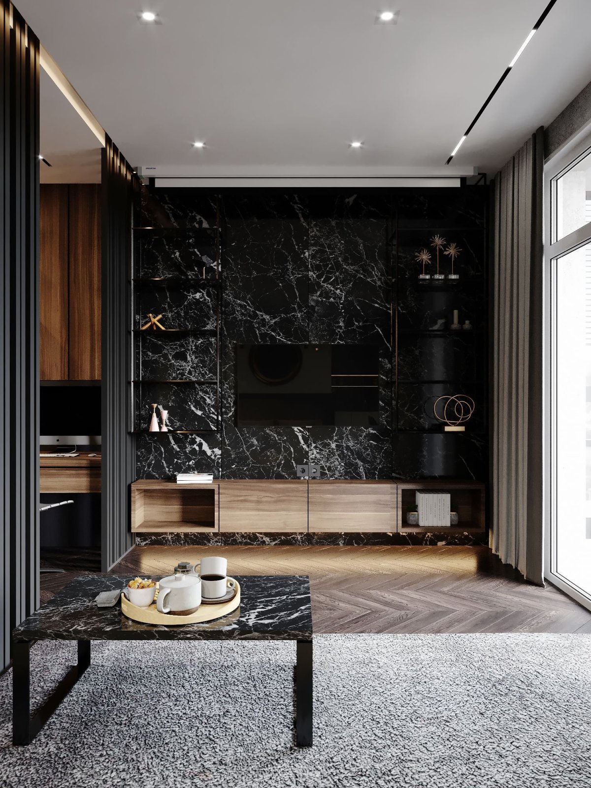 Чёрные обои на стену