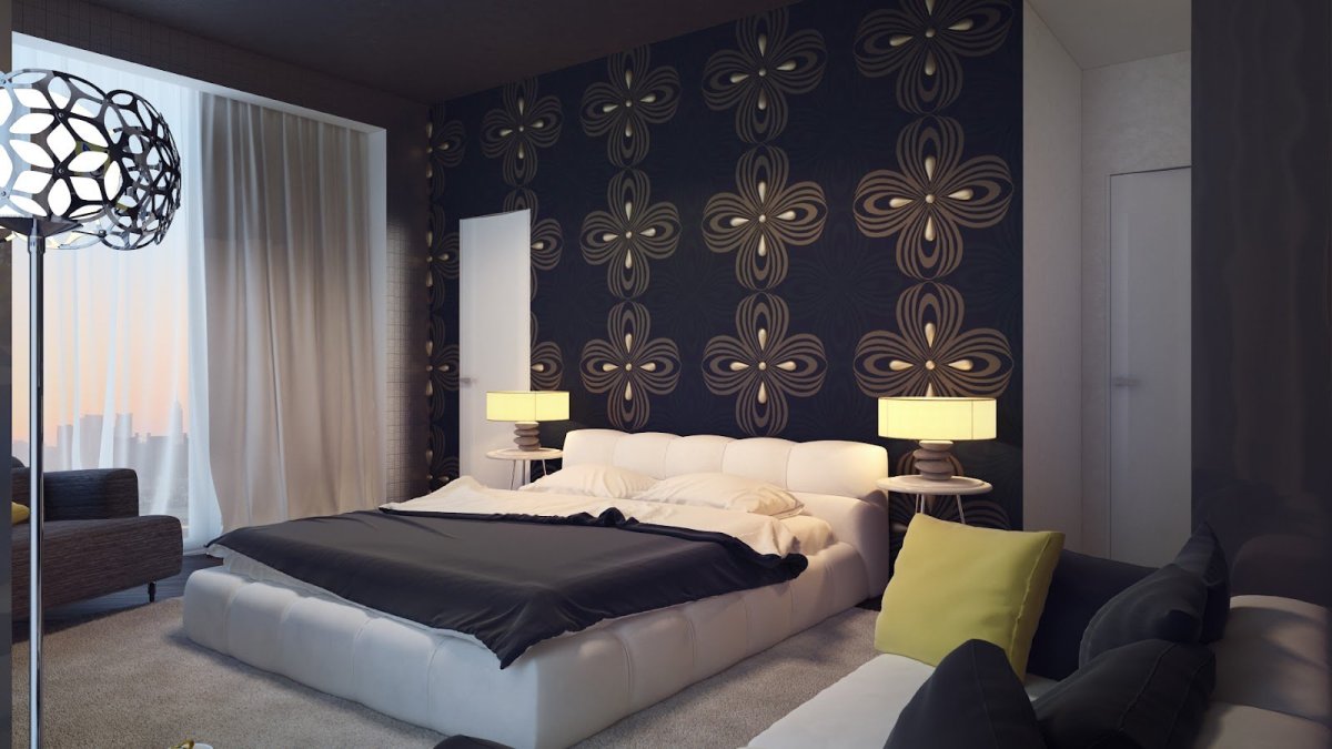 Черная матовая стена в интерьере