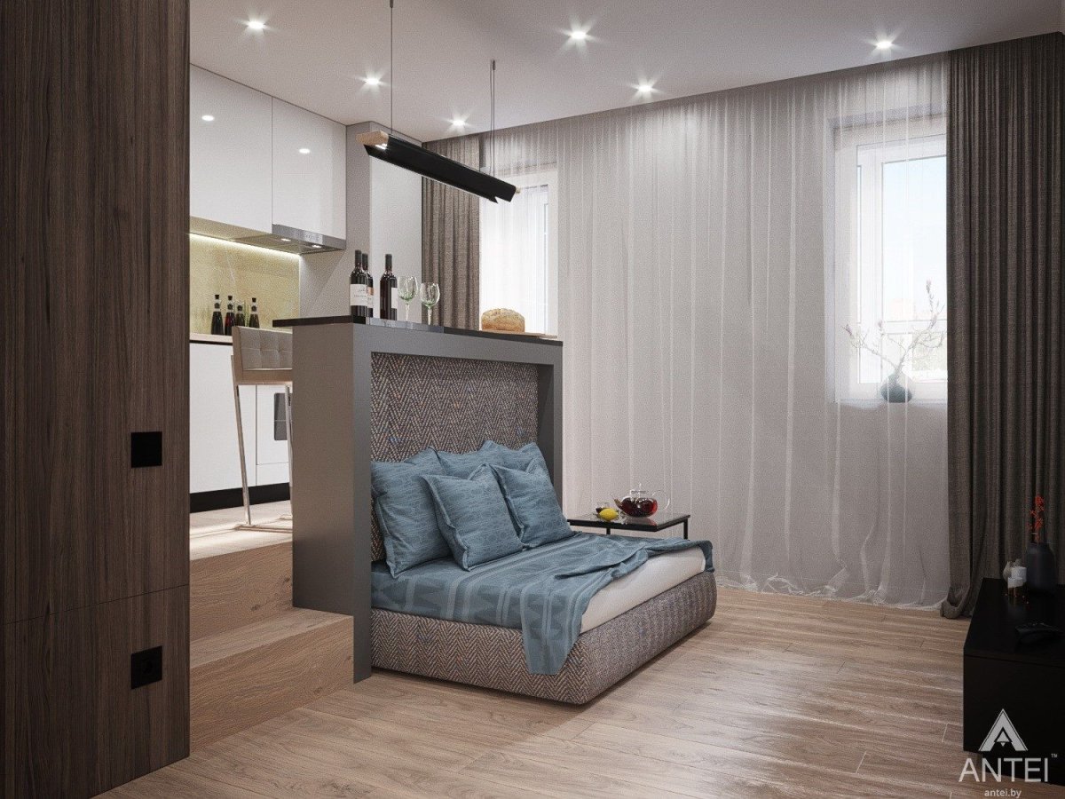 Спальня в квартире студии 26 кв.м