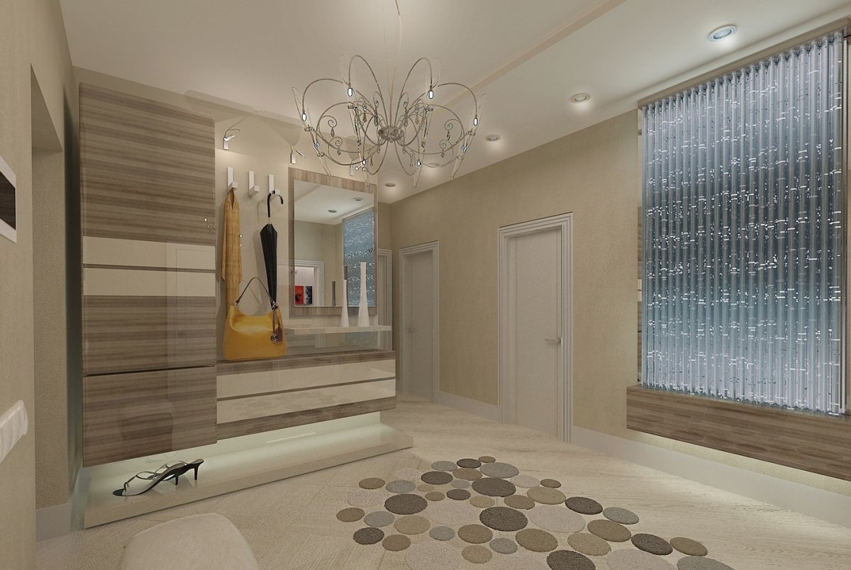 Коридор в стиле Хай тек в светлых тонах