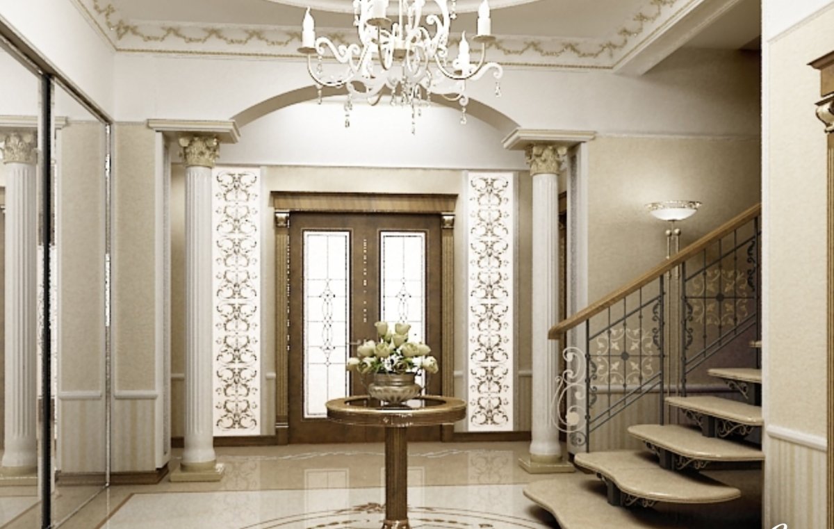 Холл с колоннами в классическом стиле
