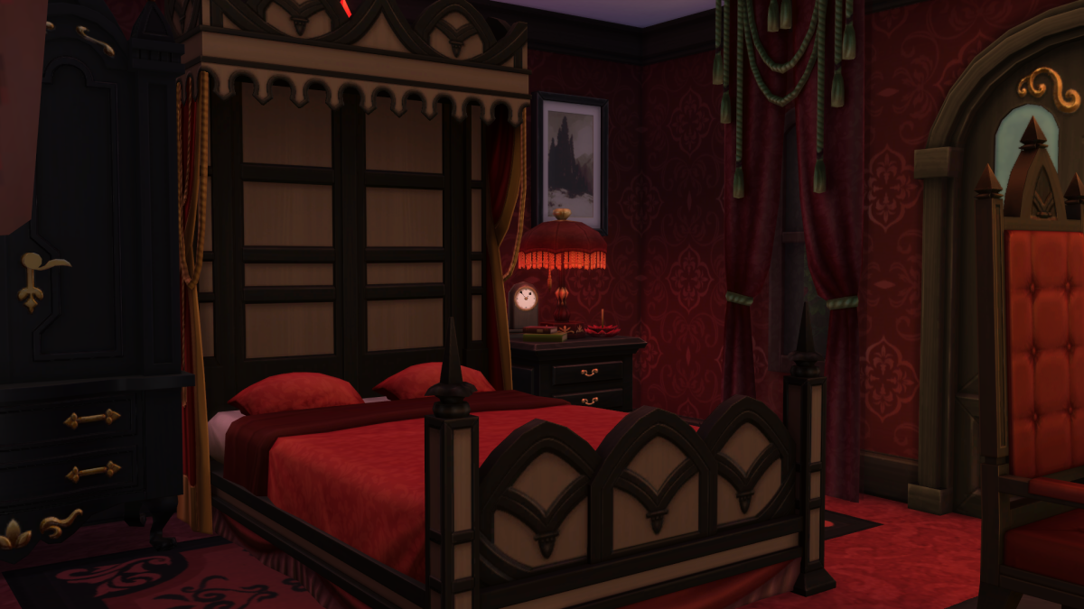 Готическом стиле спальня красная