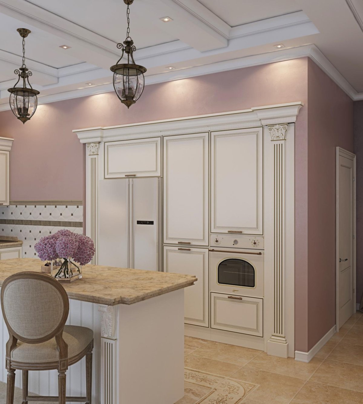 Кухня в стиле Прованс с островом