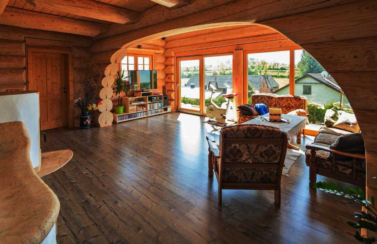 Дом из оцилиндрованного бревна Викинг