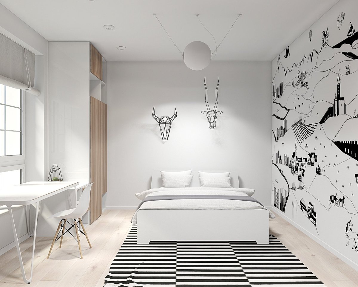 Комната в скандинавском стиле для девушки