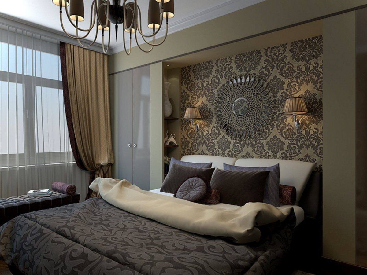 Спальня в частном доме в бежевых тонах