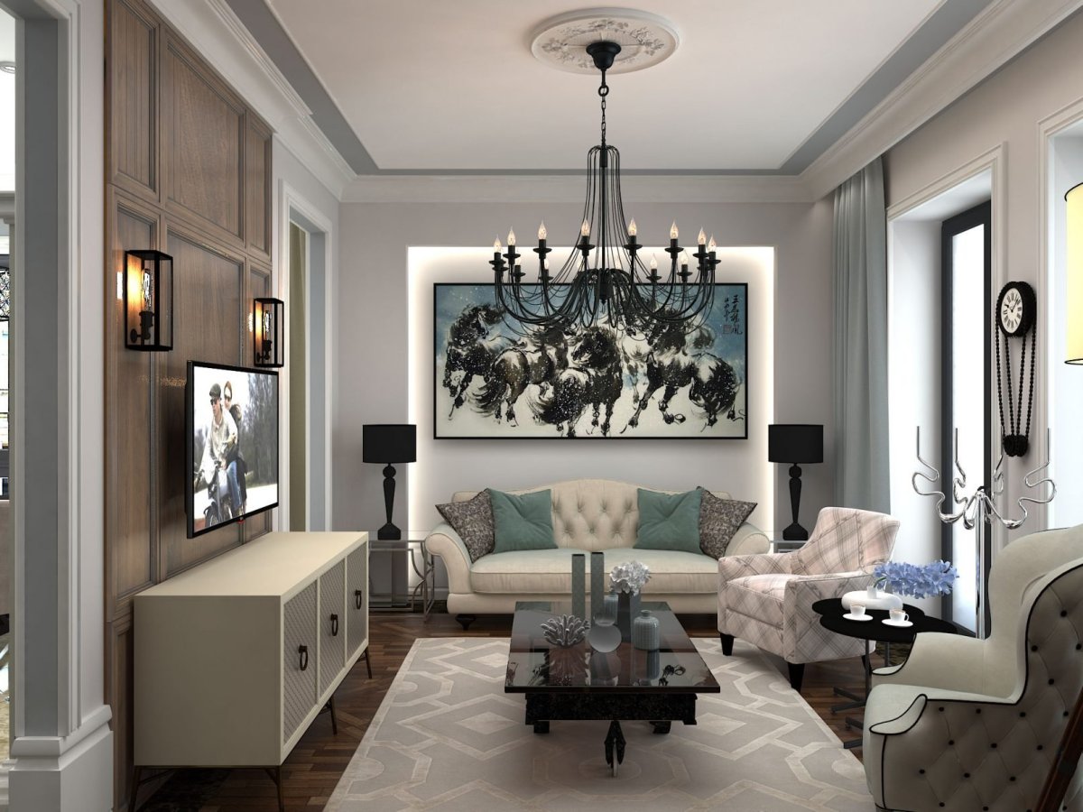 Прямоугольный зал в стиле Неоклассика