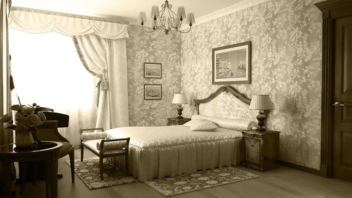 Фреска в спальне в современном стиле