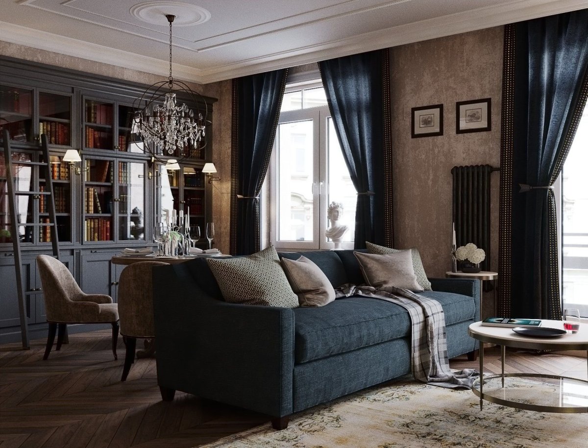 Обои компаньоны в интерьере гостиной