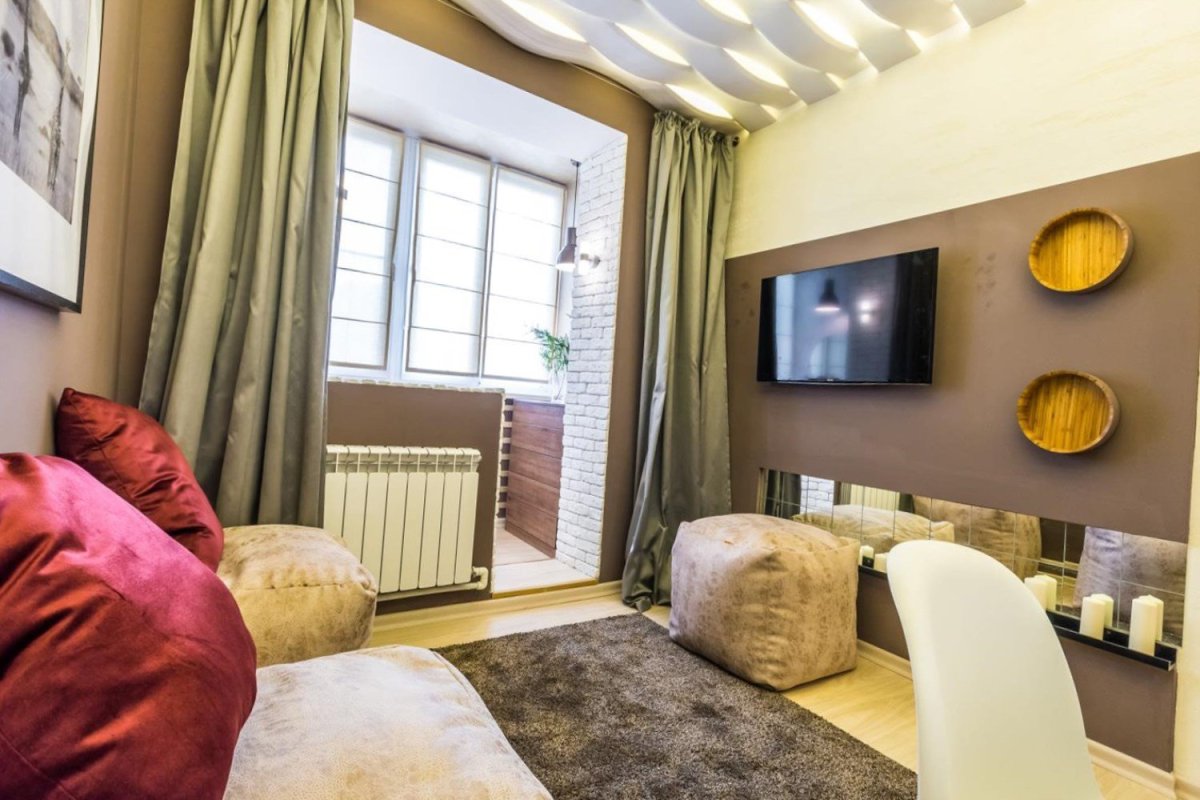 Планировка комнаты на спальню и гостиную