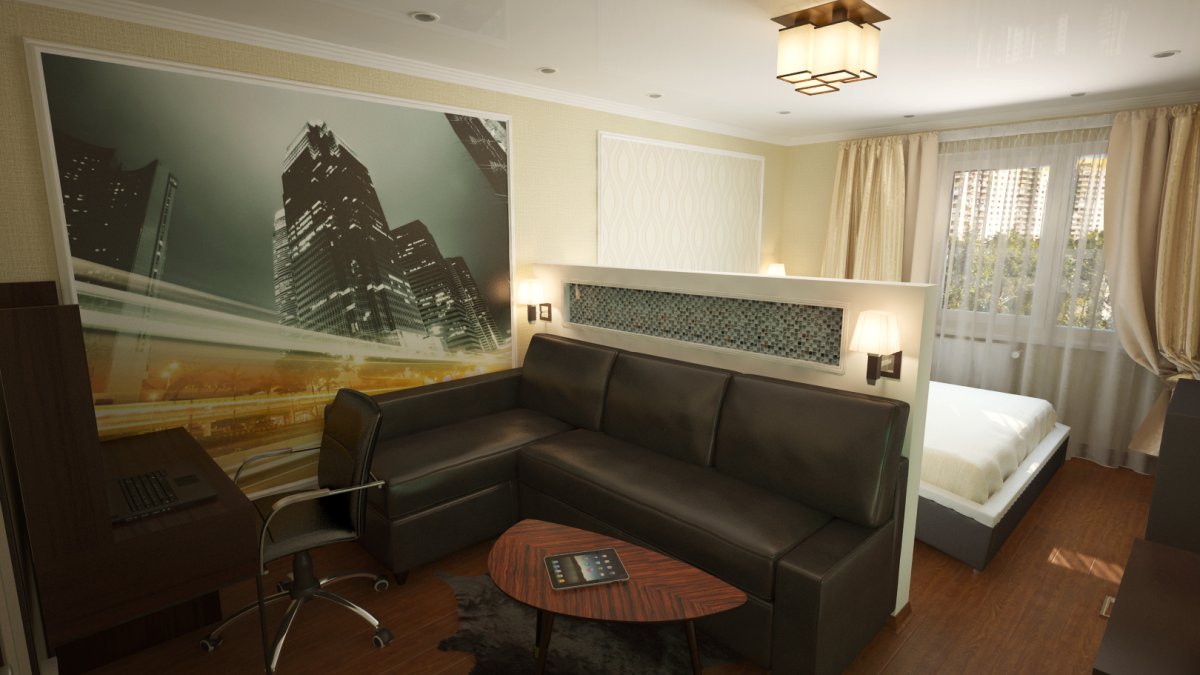 Спальня-гостиная с перегородкой