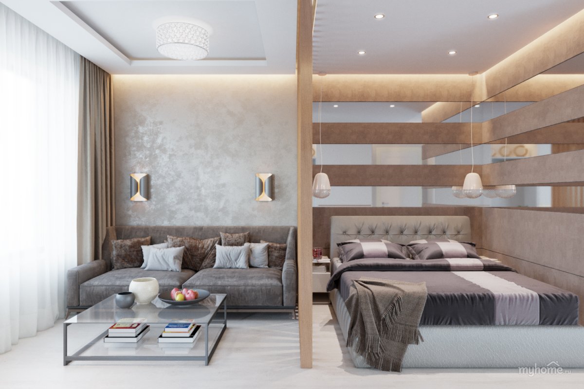 Обои в спальню и гостиную 2в1