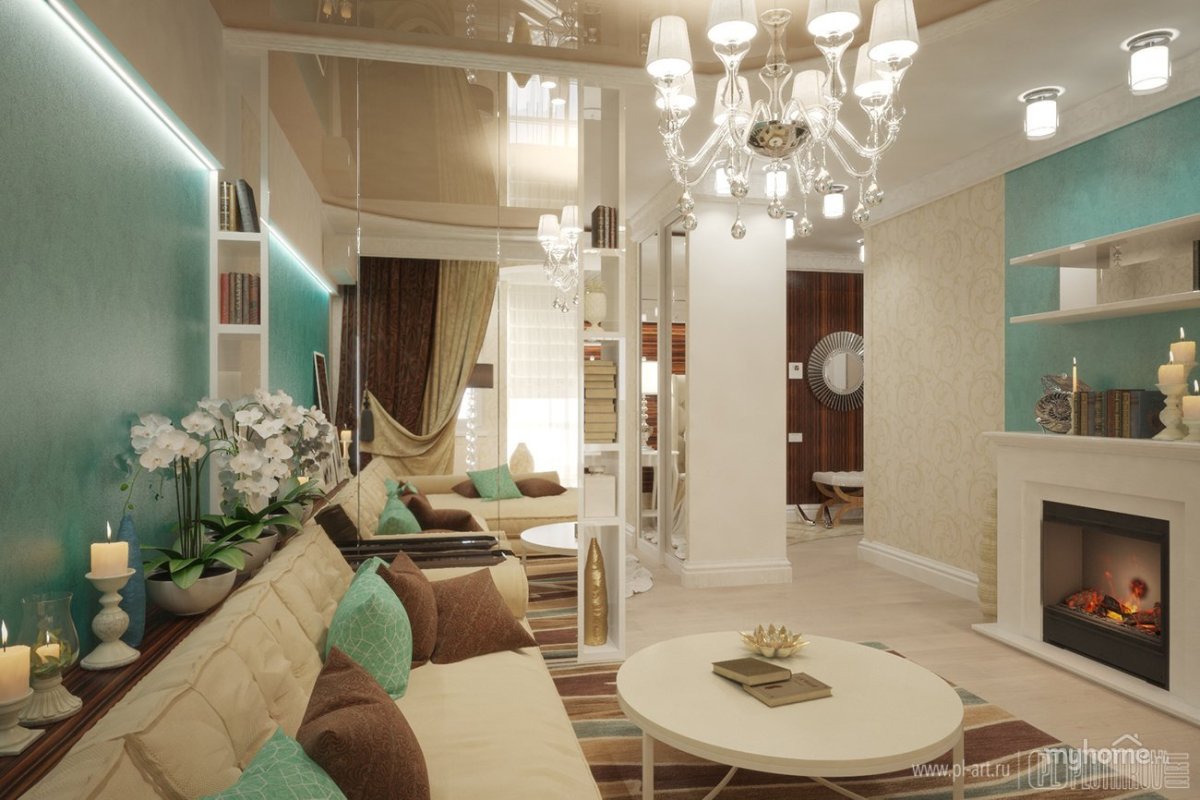 Интерьер спальни-гостиной