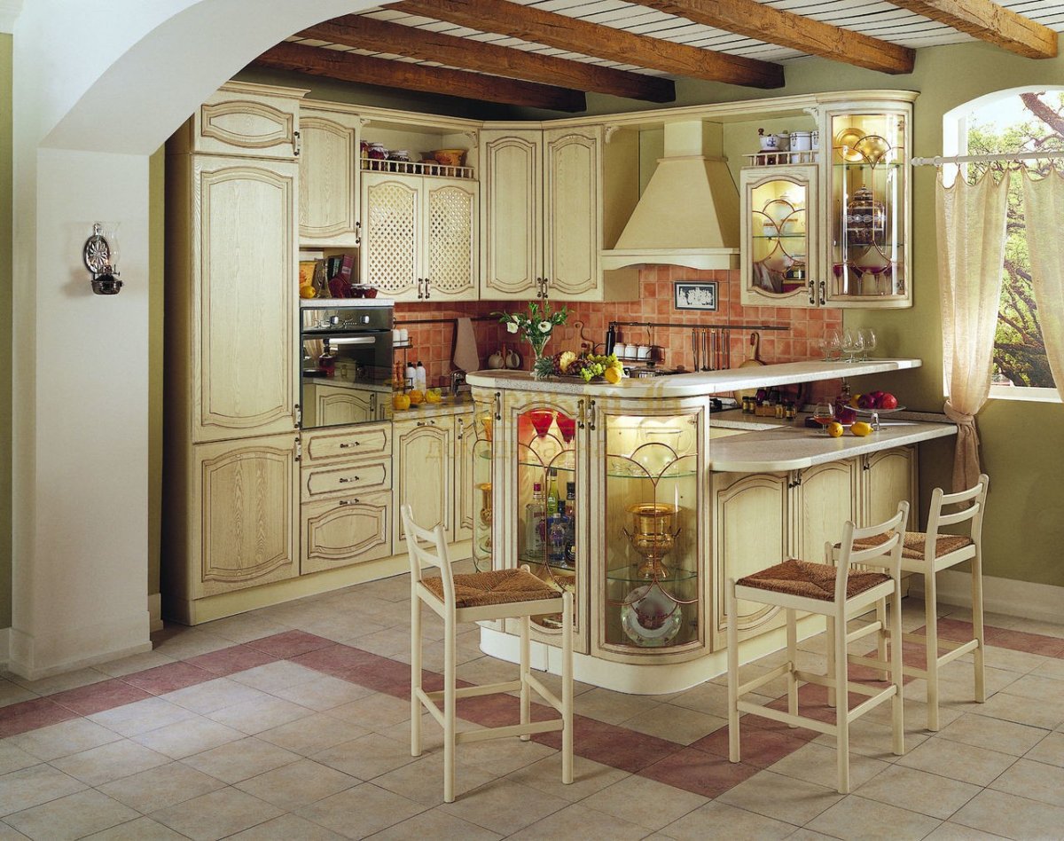Кухня в стиле Прованс с барной стойкой