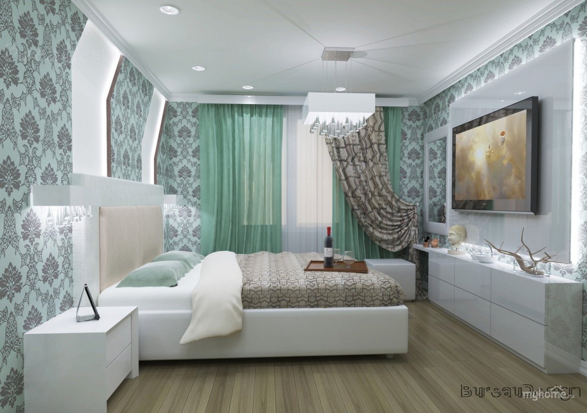 Современная гостиная серый зеленый