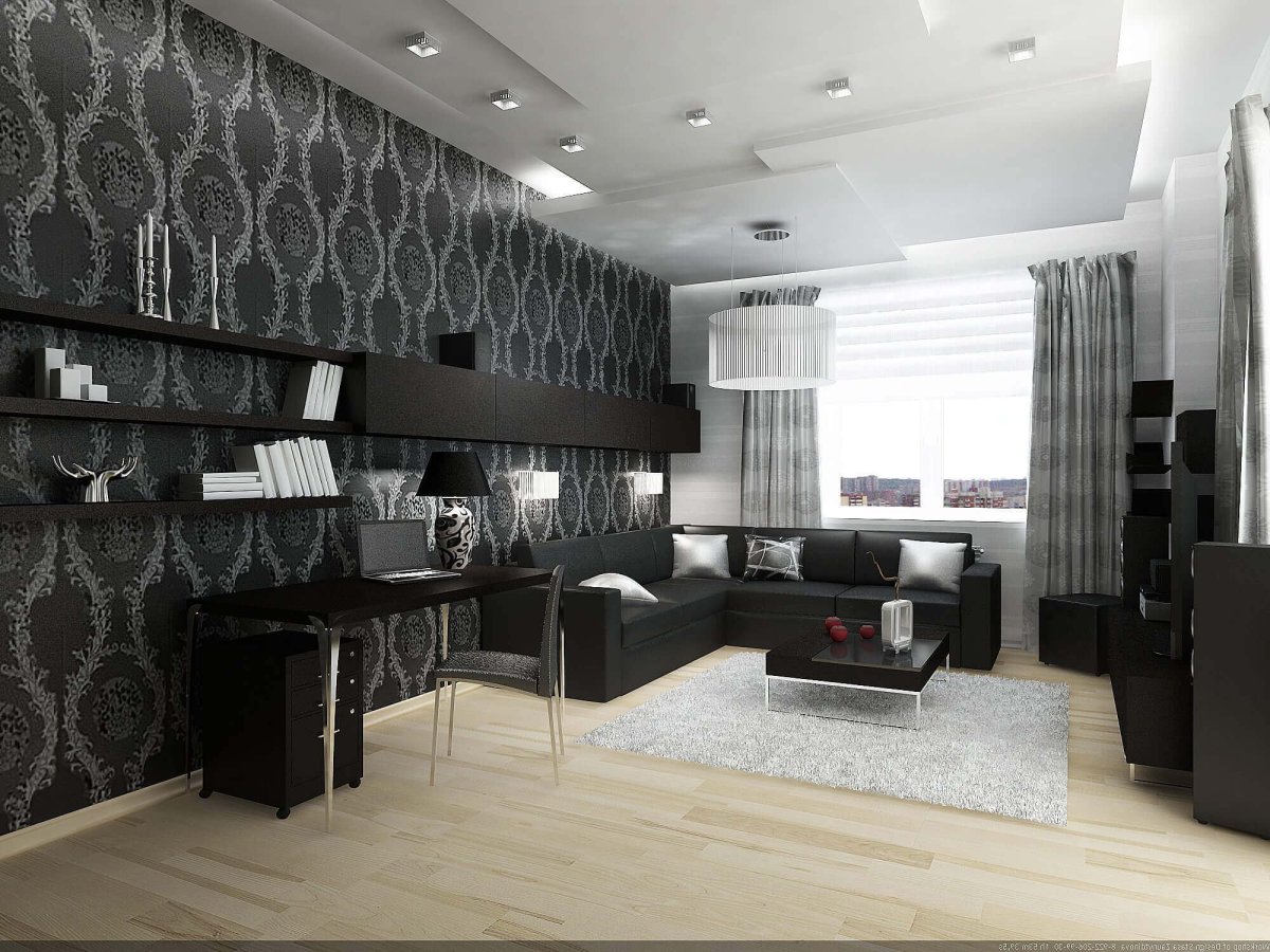 Гостиная в черно белом стиле