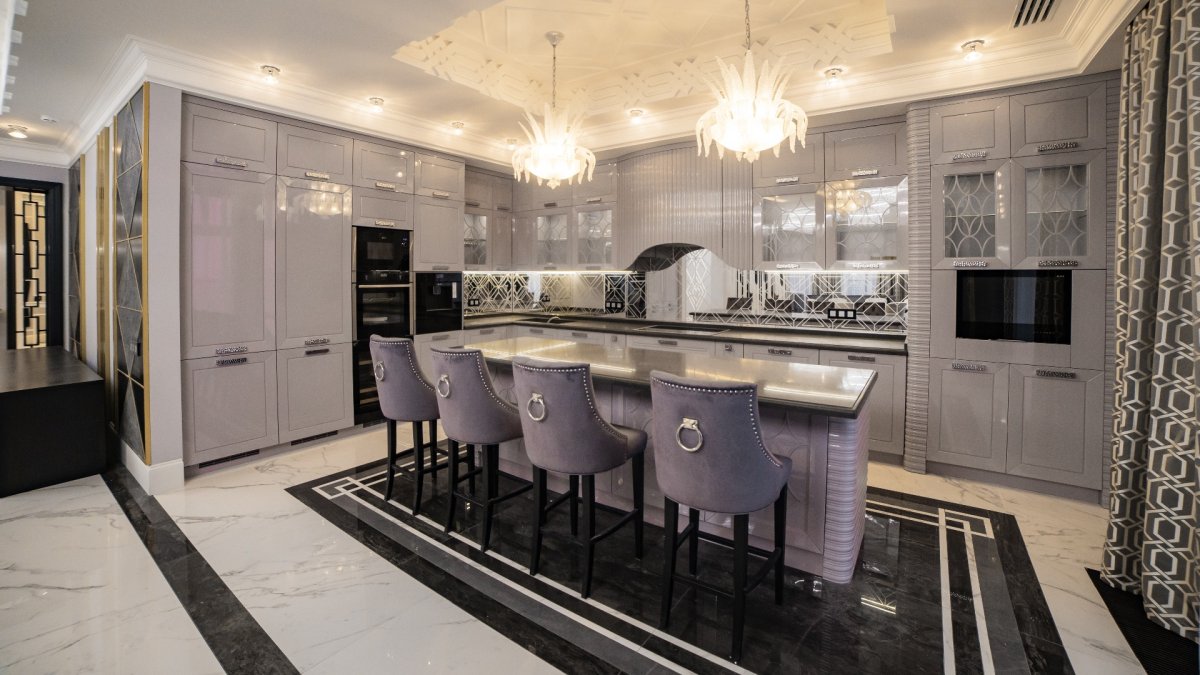 Кухня арт деко с островом