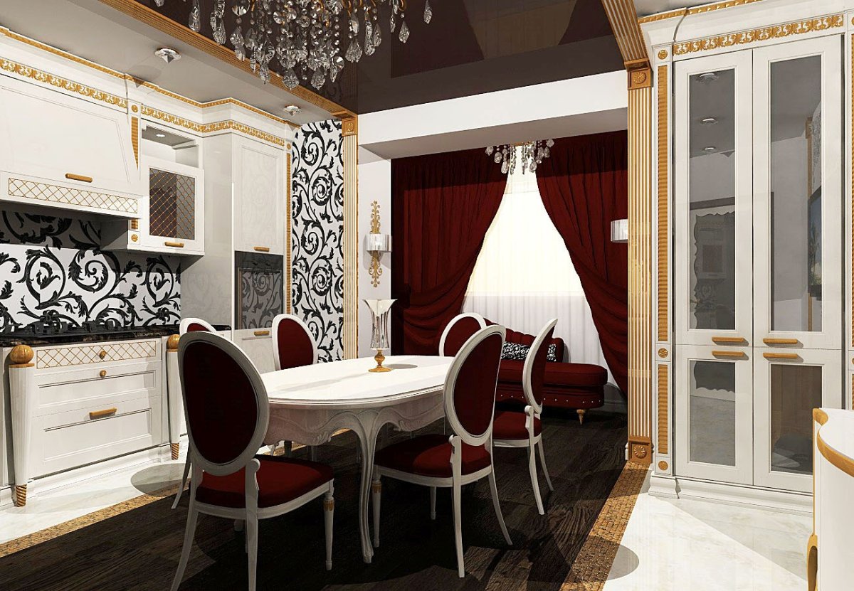 Кухня с золотыми ручками