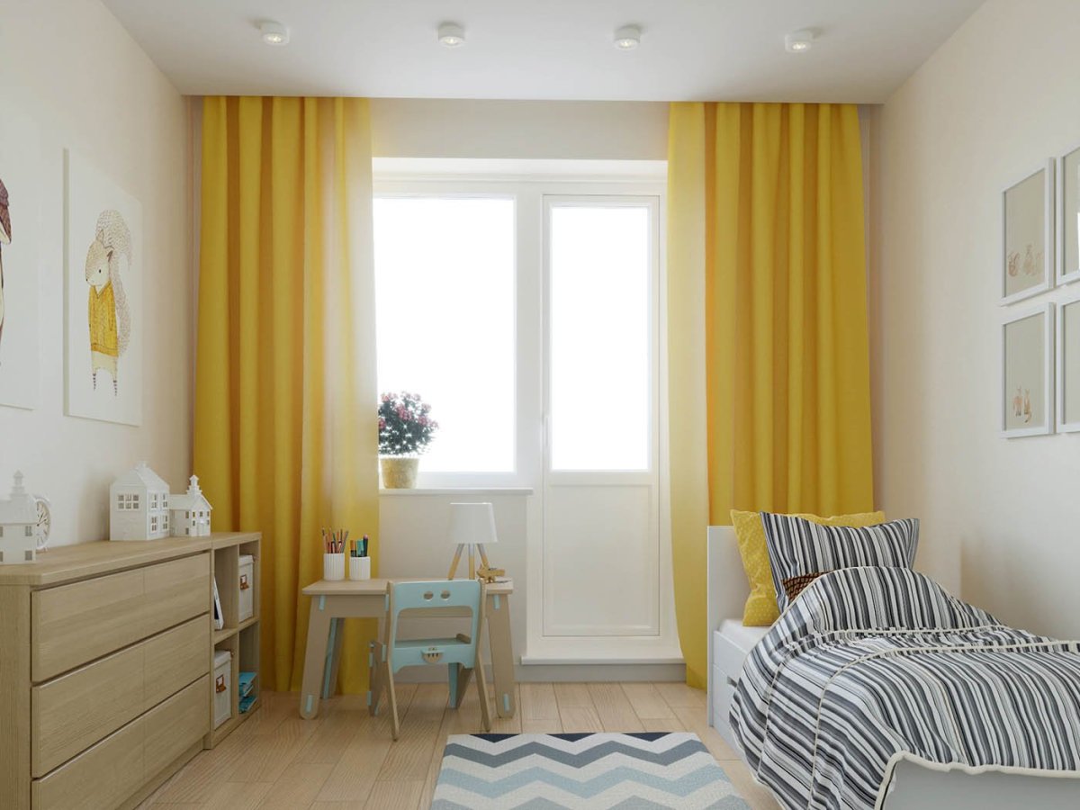 Яркие шторы в спальню