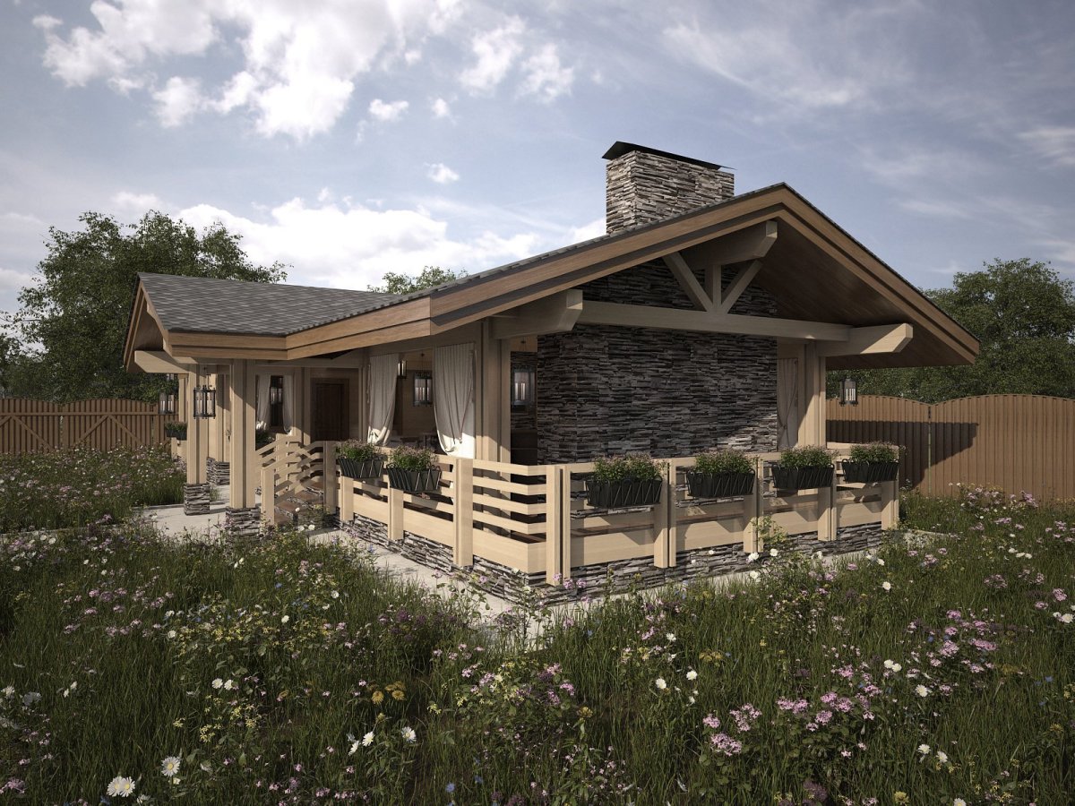 Рендер интерьер в стиле Шале