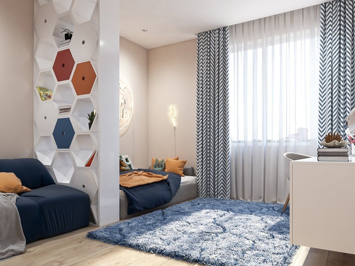 Декоративная стенка для зонирования пространства из спилов