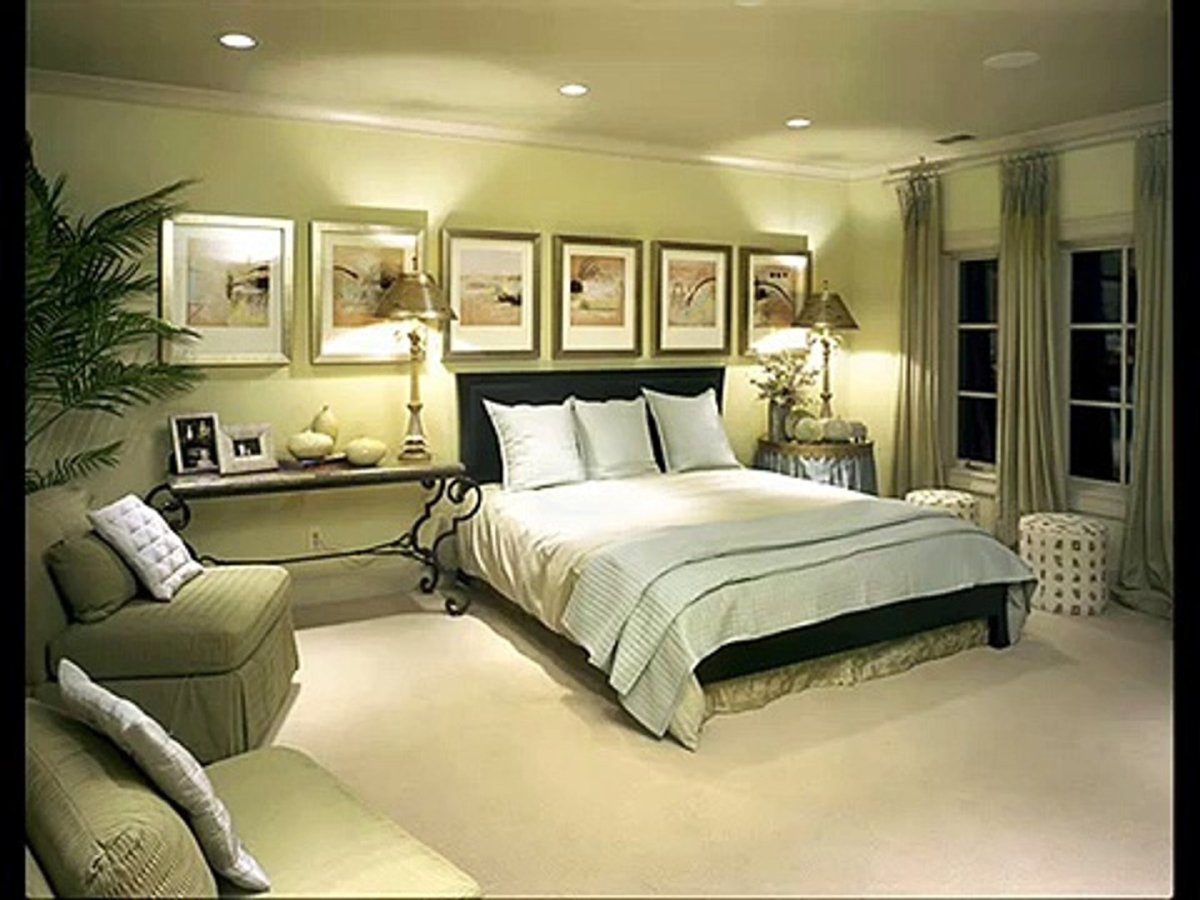 Спальня в оливковых тонах