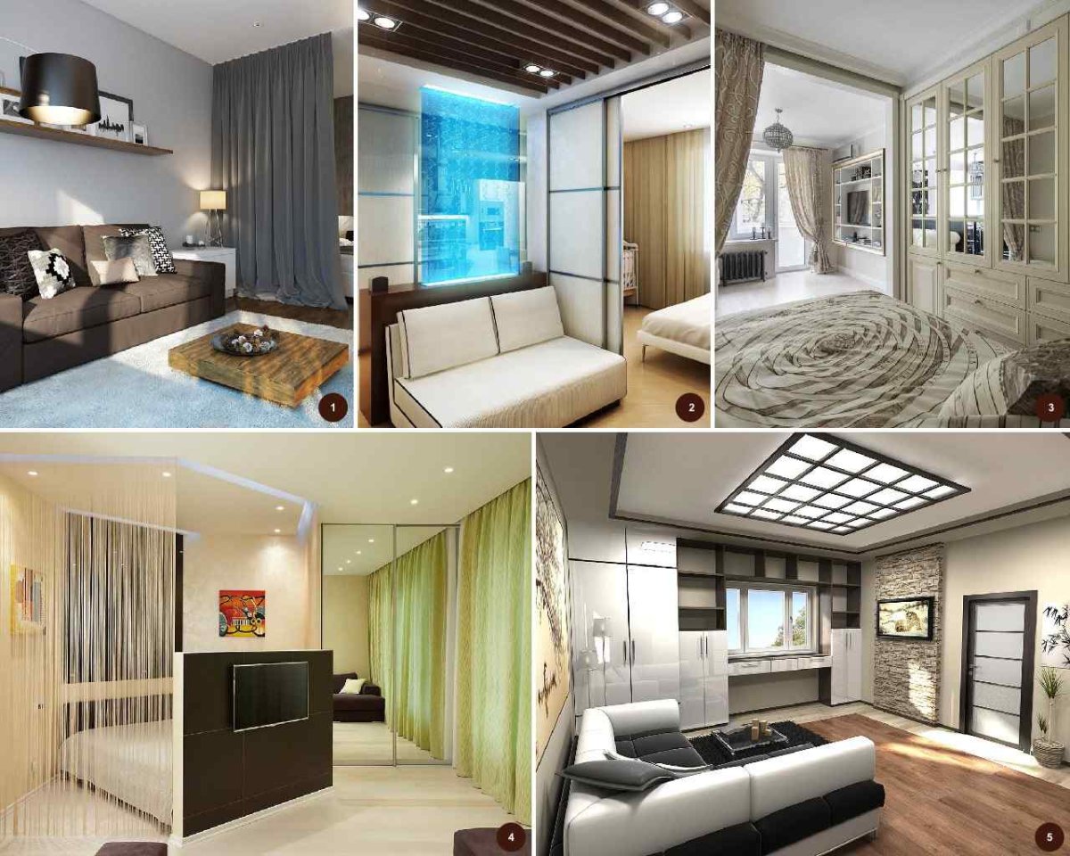 Зонирование комнаты на спальню и спортзал