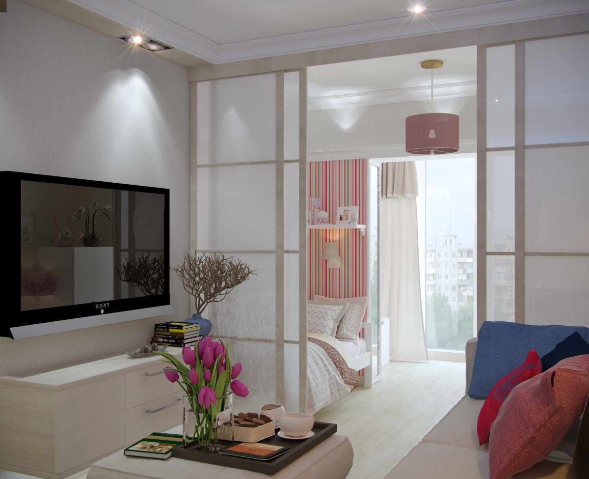 Перегородка в гостиной для зонирования