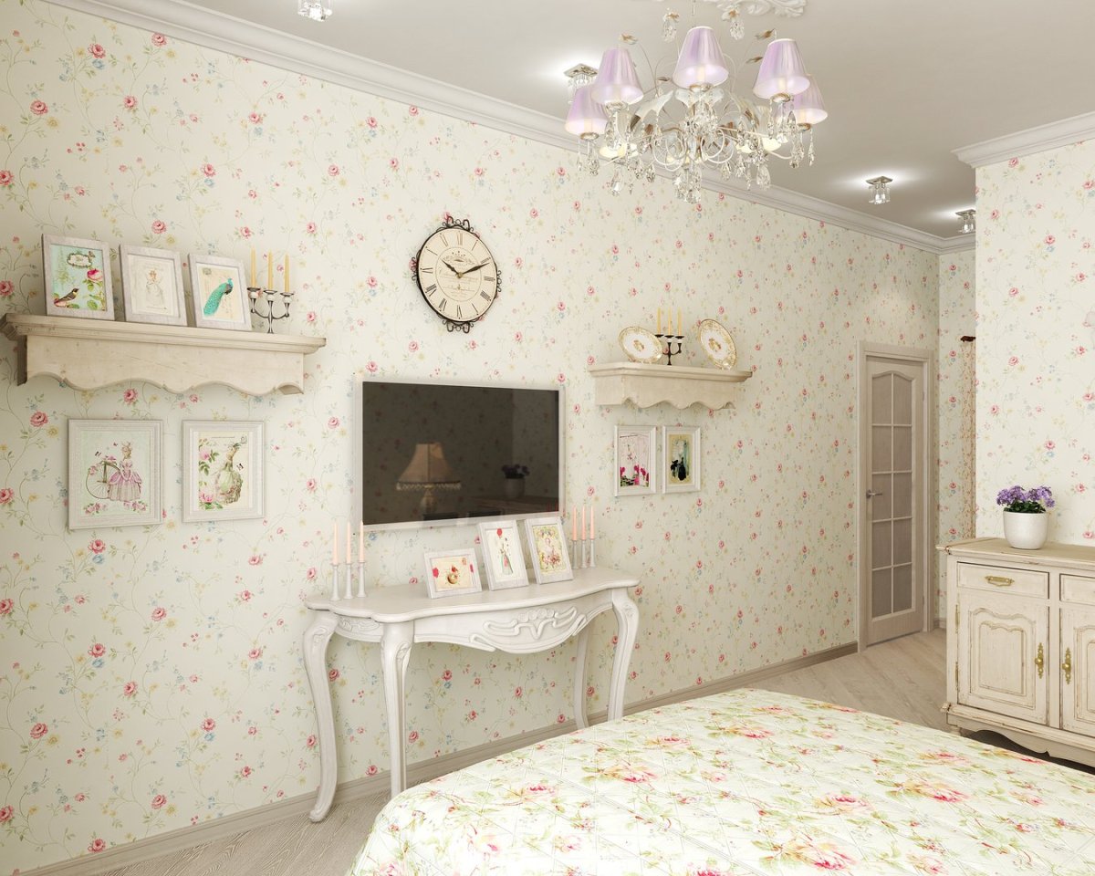 Спальня в стиле Прованс в розовых тонах
