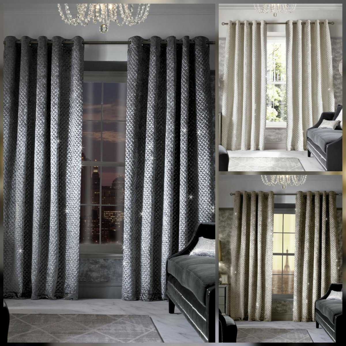 Серебристые шторы в интерьере