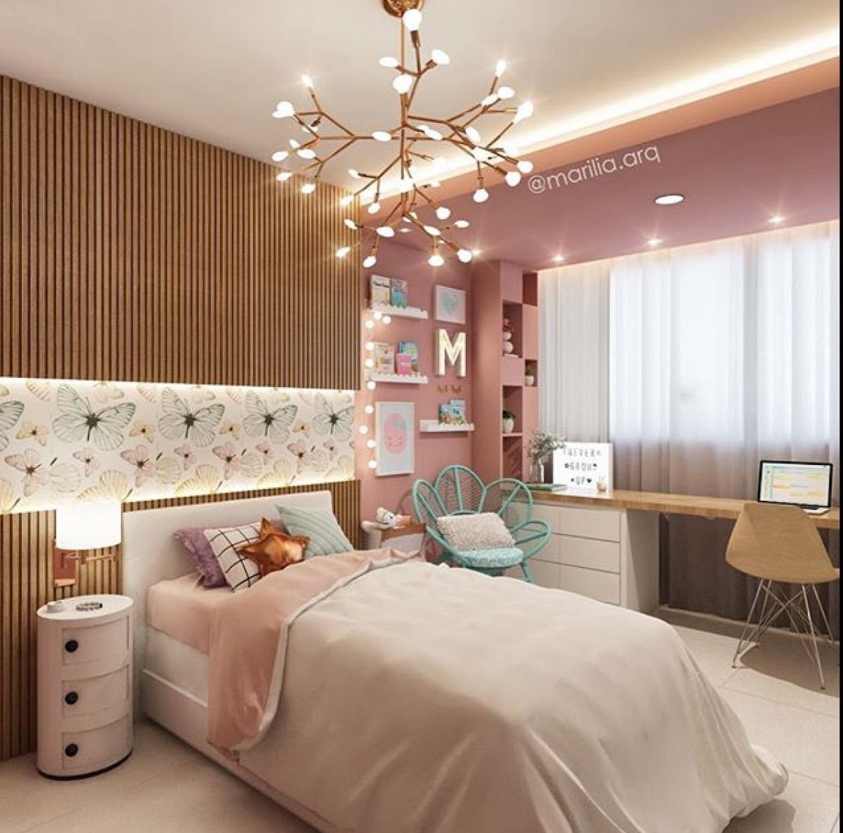 Спальня в розово голубых тонах