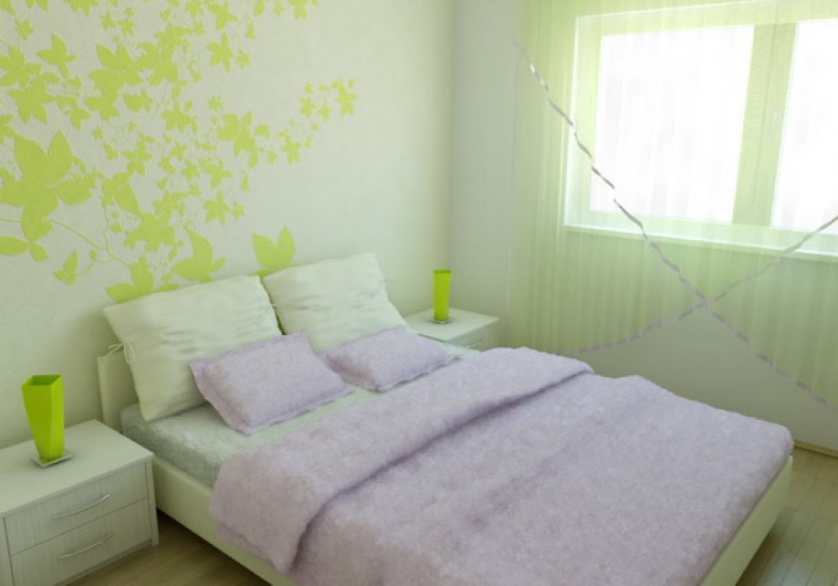 Жидкие обои салатового цвета