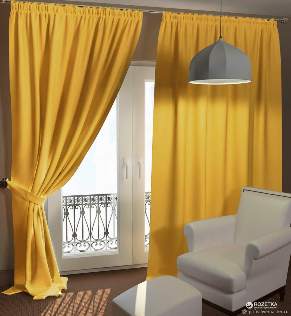 Желтые шторы в интерьере