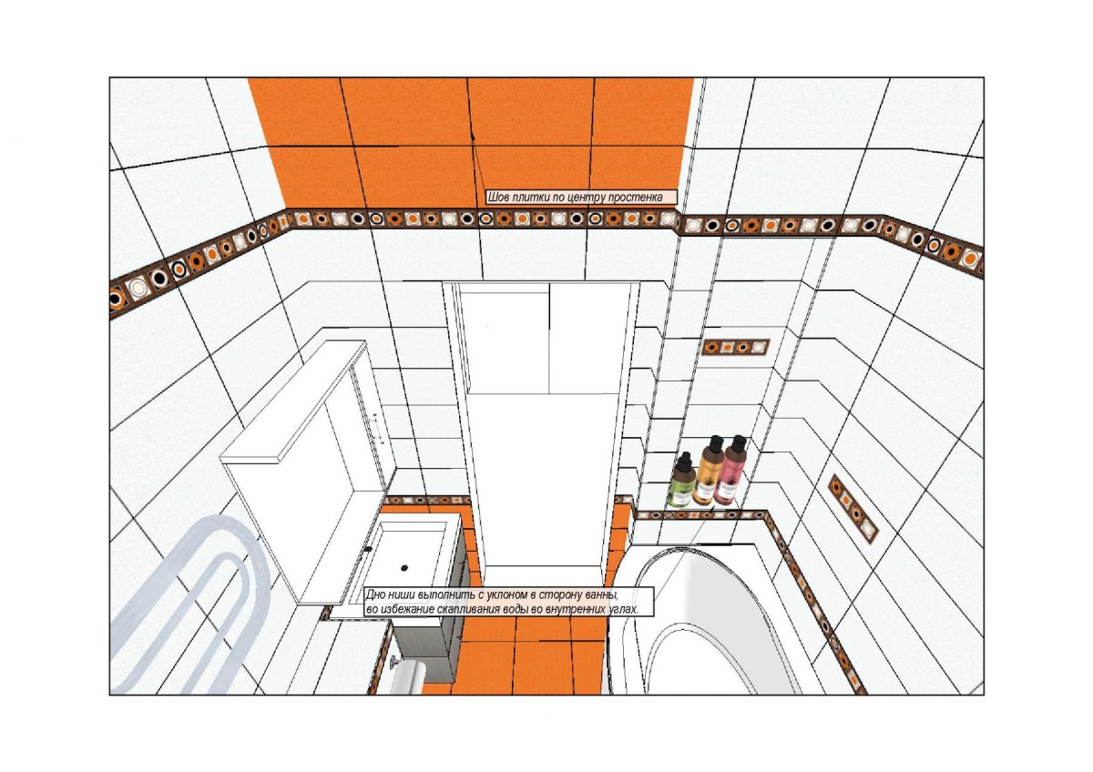 Схема раскладки плитки в туалете