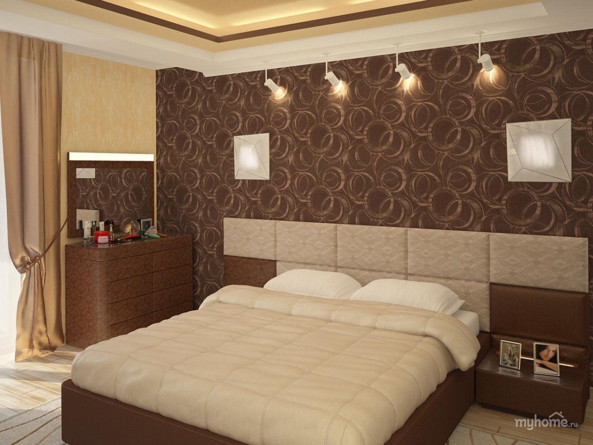 Спальня в коричневых тонах