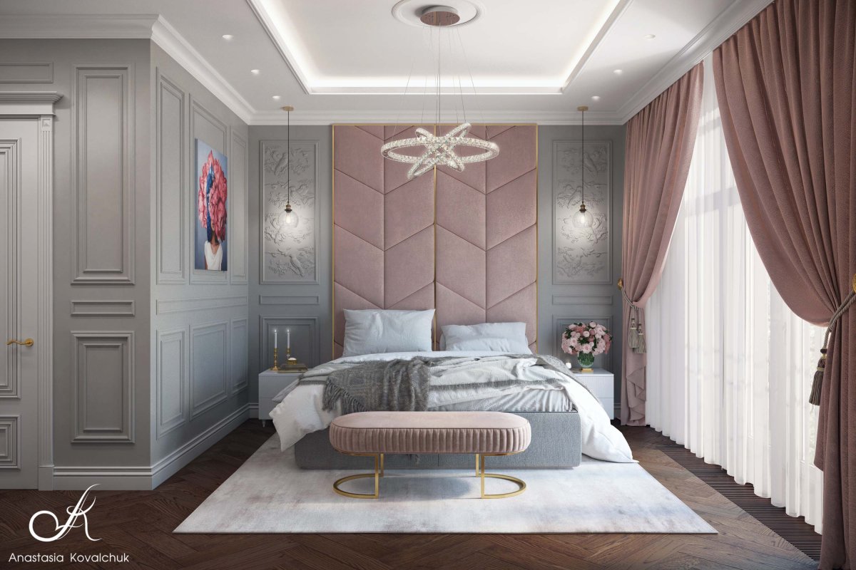 Стильная спальня в светлых тонах