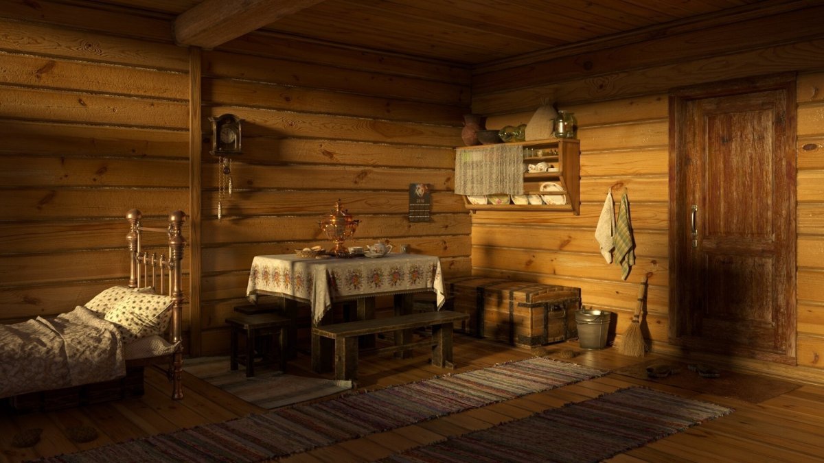 Интерьер деревенской избы