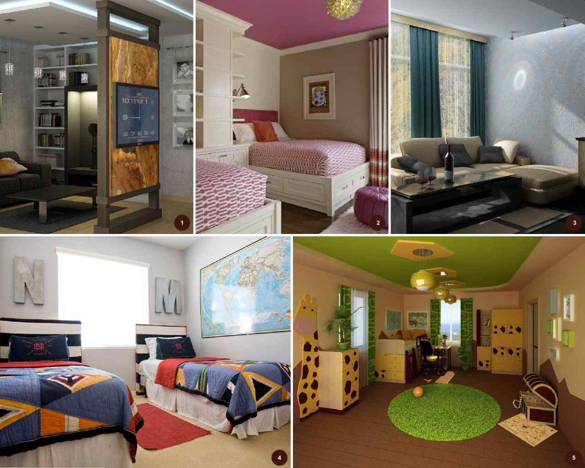 Зонирование спальни и детской