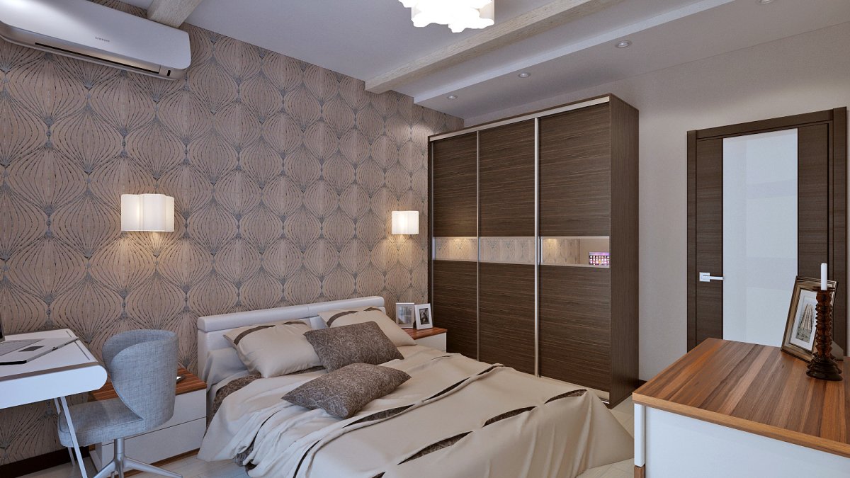 Шторы под серую кровать в спальню