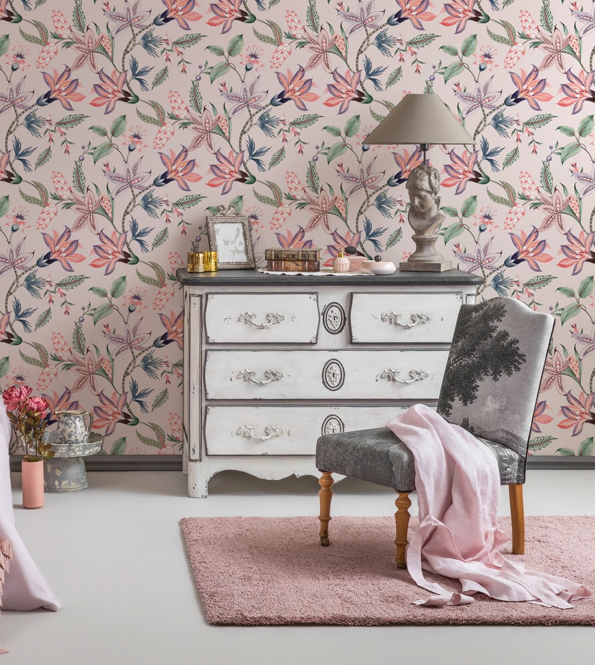 Обои срез камня в интерьере спальни