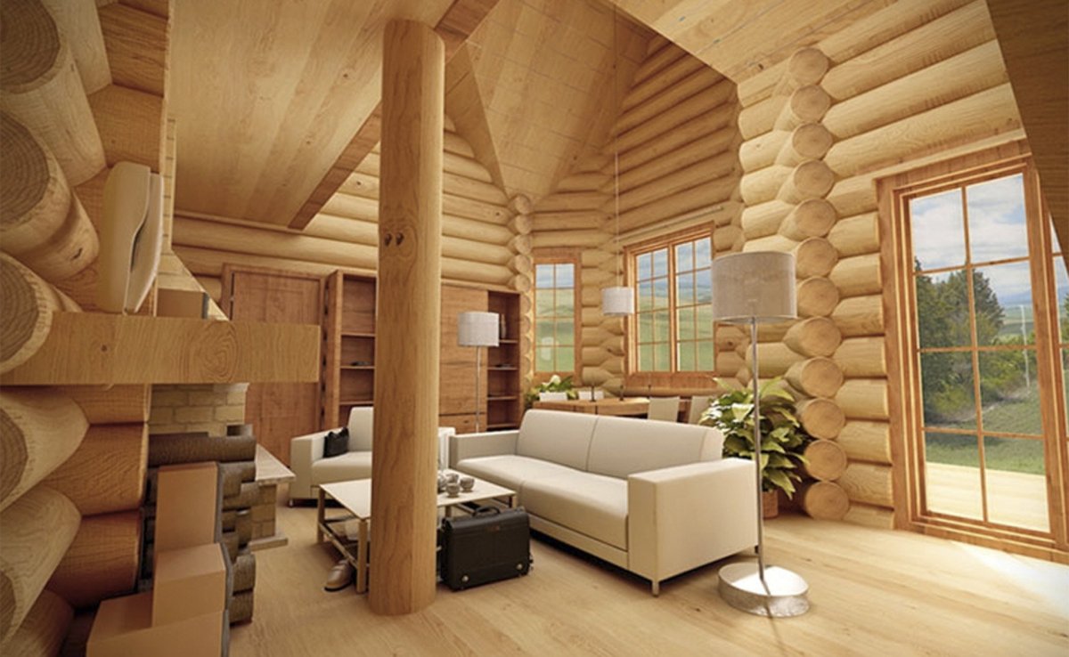 Интерьер в стиле Шале в доме из клееного бруса