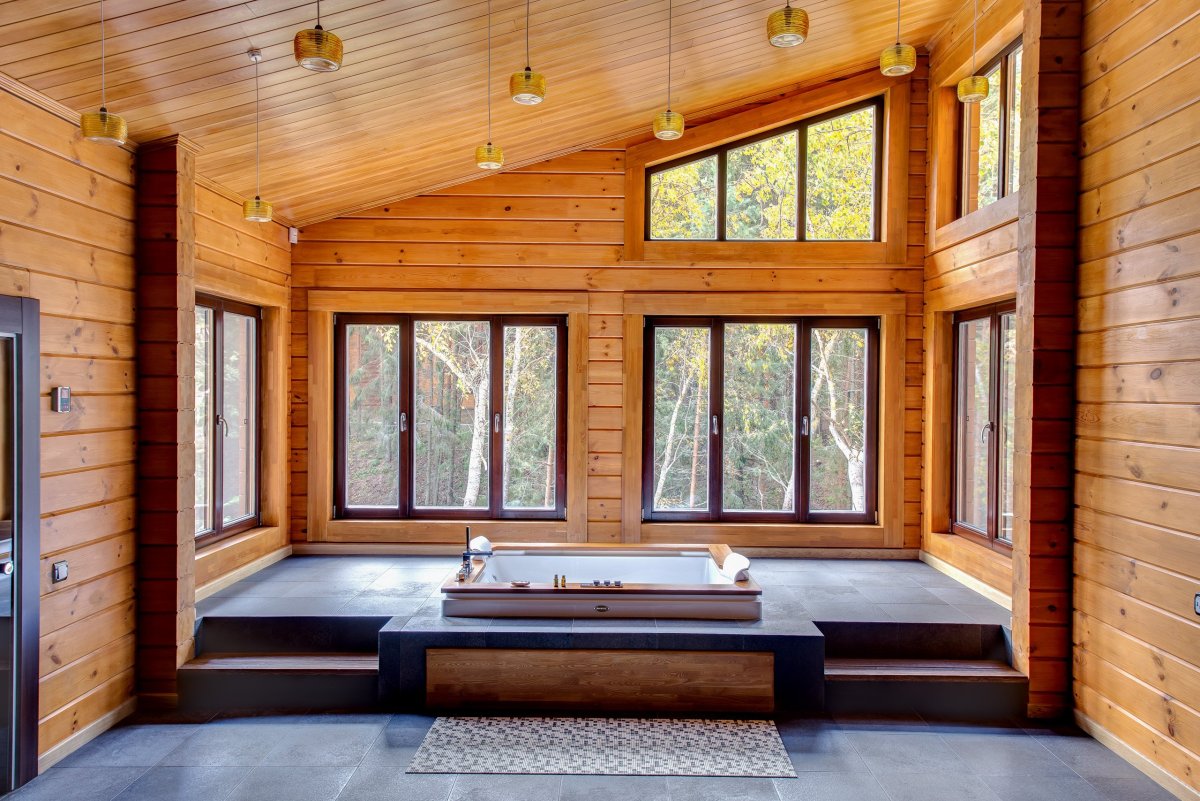 Интерьеры в домах из клееного бруса в скандинавском стиле