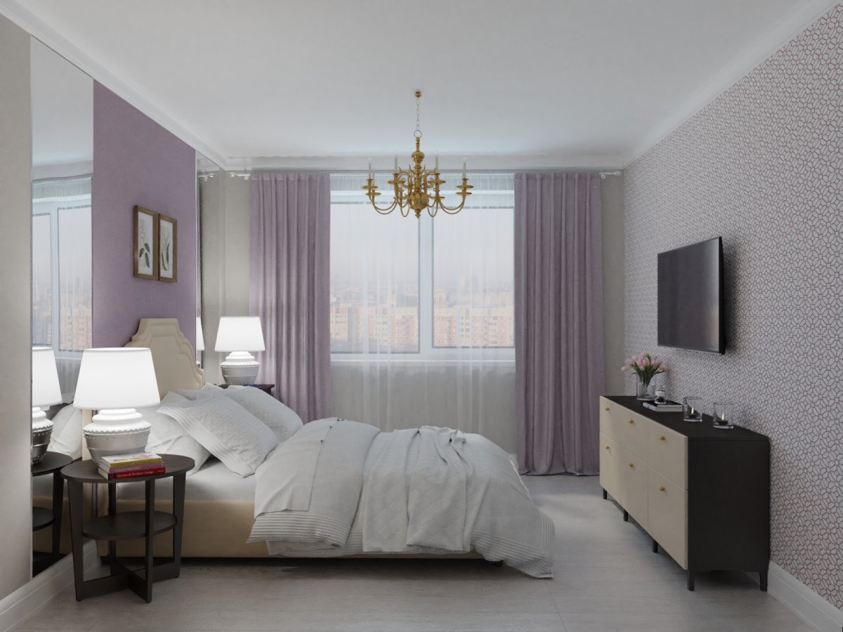 3д визуализация спальни