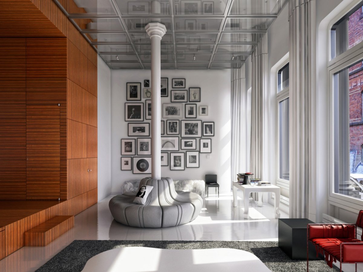 Декор колонны в интерьере